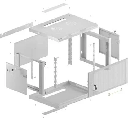 Kasë rack LANBERG 19" 4U 600x600, varëse, ngjyrë hiri, derë me vrima