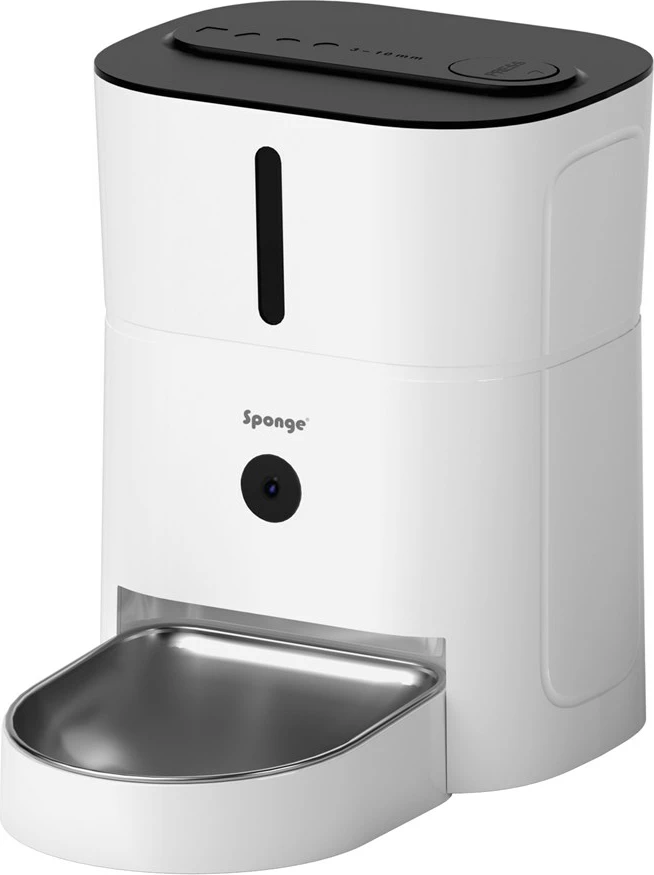 Shpërndarës ushqimi për kafshë SPONGE me kamerë, 3l, Bardhë