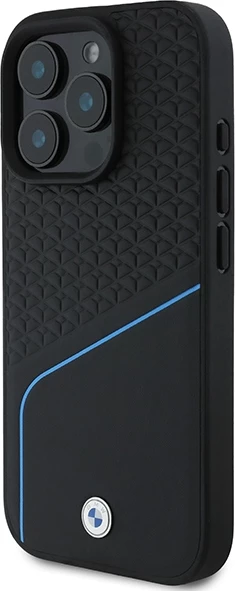 Mbështjellës, BMW, Signature Leather Textured & Line MagSafe, për iPhone 16 Pro, i zi
