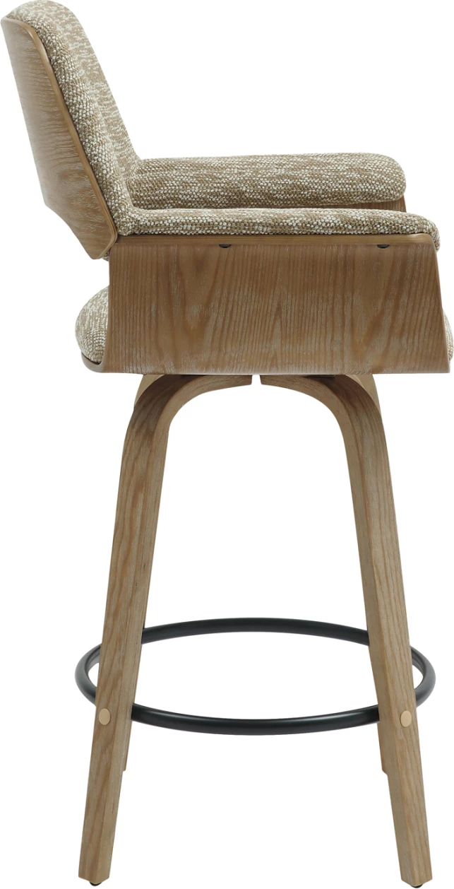 Karrige për bar mesatare CLIPP FH9987.01, dru i bardhë, pëlhurë bezhë, 57,5x53x98H cm, set prej 2 copë