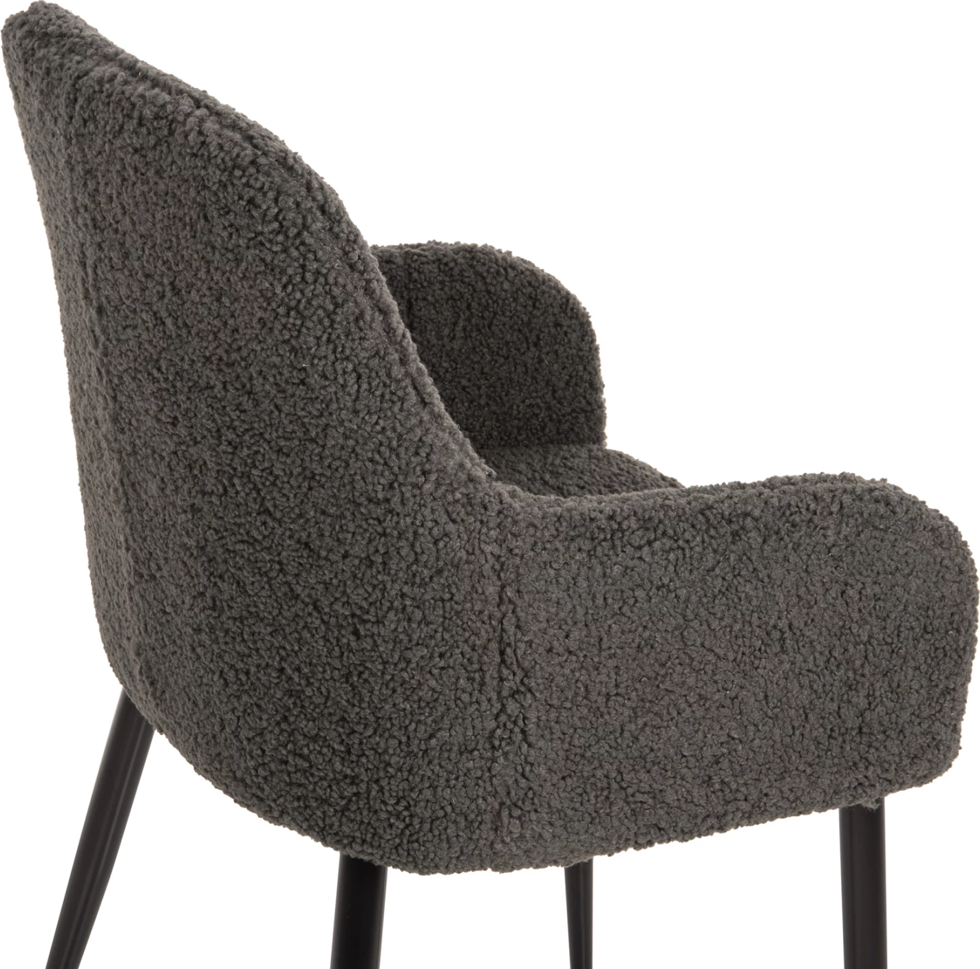 Karrige me krahë SHELLY FH8591.01, pëlhurë TEDDY, këmbë metalike, gri-e zezë, 57x55x87H cm., set prej 2 copë