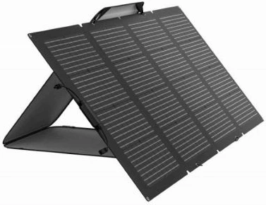 Panel solar portativ bifacial EcoFlow 220W (220W/155W), IP68, MC4, 82×182 cm, me çantë + 4 grepa, e zezë