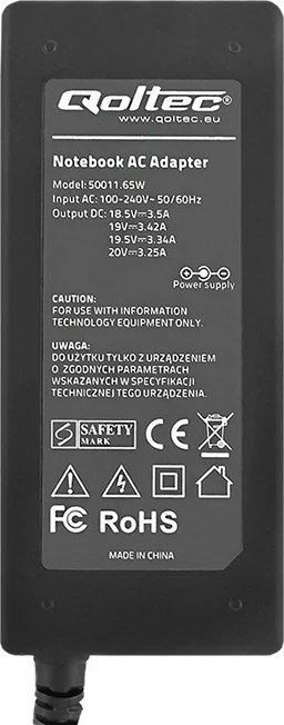 Adapter rryme Qoltec 50011, 65 W, e zezë