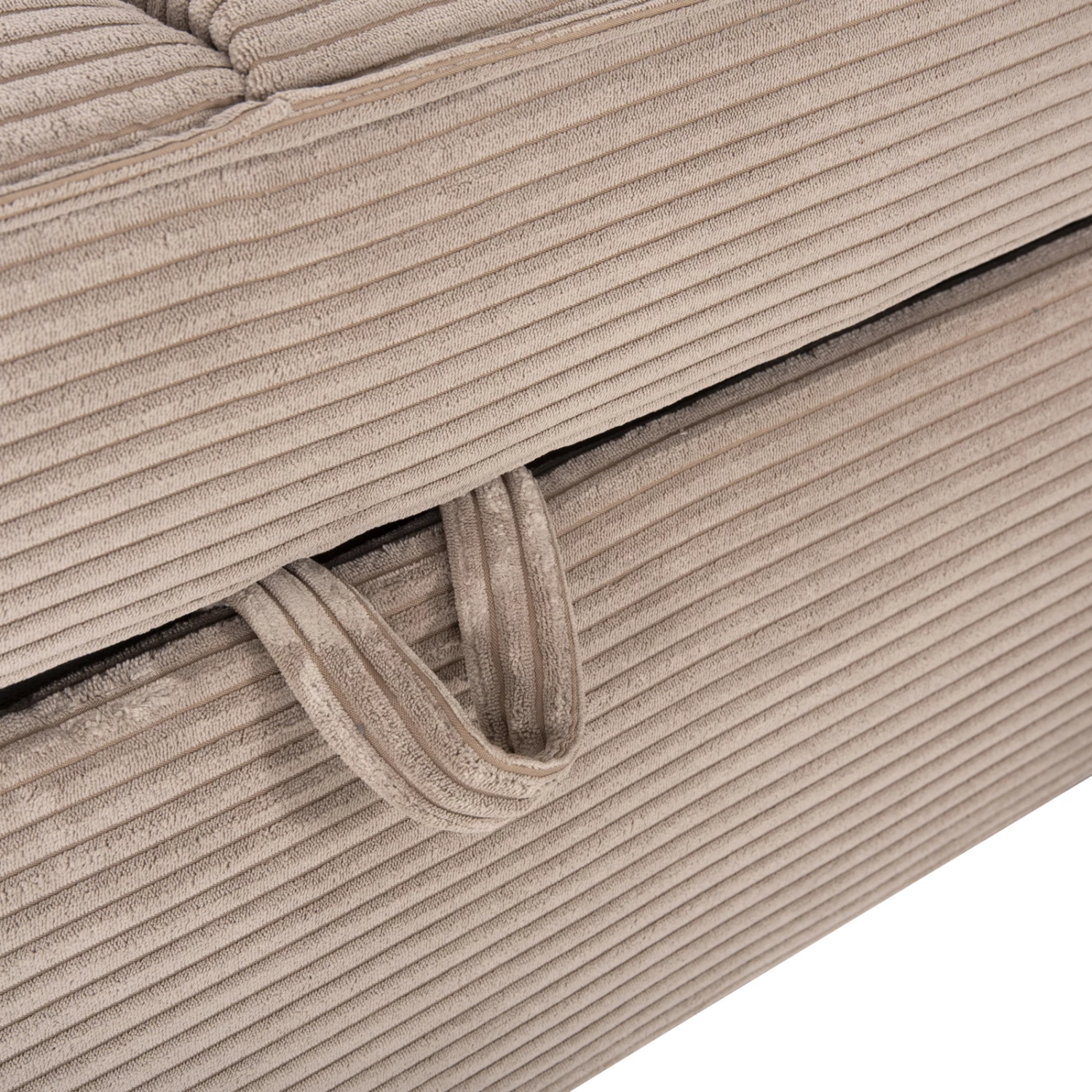 Divan qoshe me shtrat dhe hapësirë ruajtjeje ALDO FH3276.01R, pëlhurë bezhë, 256x91-159x87H cm