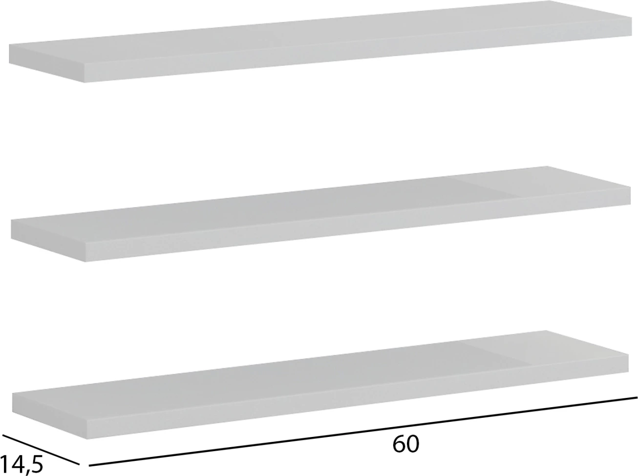Rafta muri CASSIUS FH8966.11 melaminë, ngjyrë e bardhë, 60x14,5 cm
