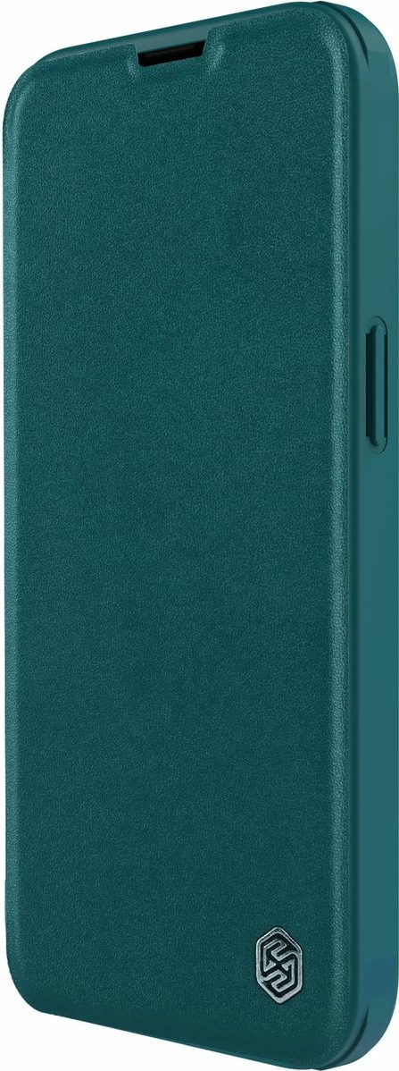 Mbështjellës Nillkin Qin Leather Pro Case për iPhone 14 Plus, me kapak dhe mbrojtje kamere, Gjelbër