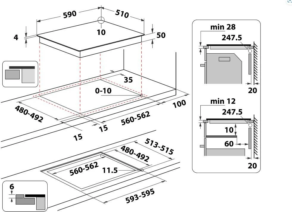 Pllakë gatimi me induksion Whirlpool WLB3360NE, 4 zona, e zezë