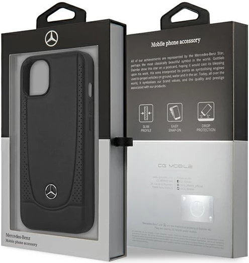 Mbështjellës Mercedes MEHCP14MARMBK për iPhone 14 Plus 6.7", lëkurë, i zi