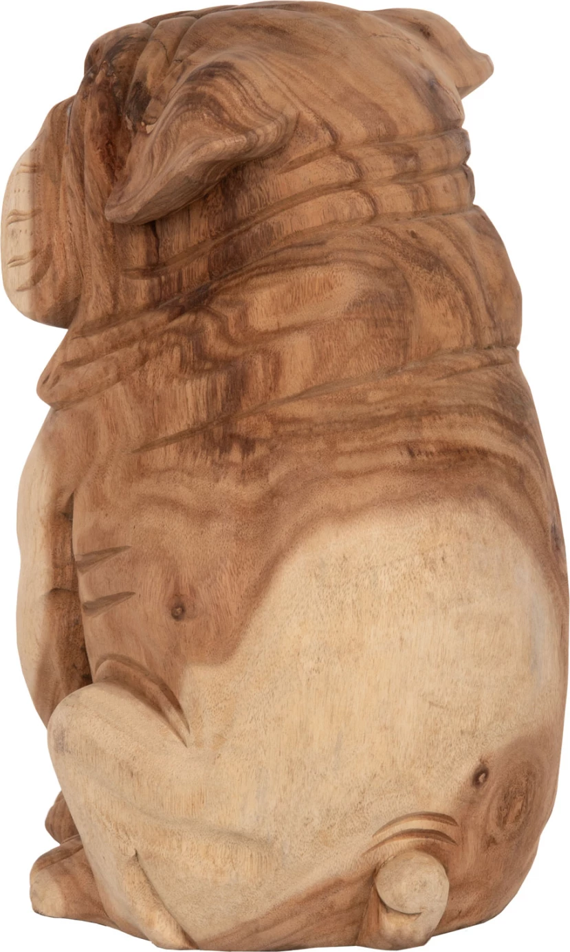 Dekor për dysheme, bulldog, dru suar, ngjyrë natyrale, 26x27x40H cm