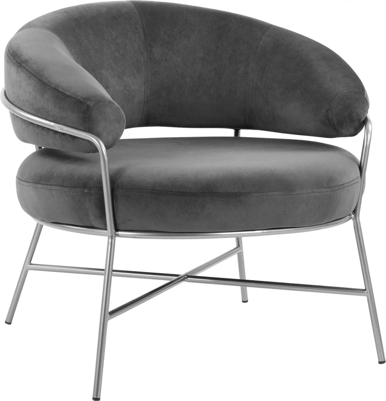 Fotelje Trudi FH8639.01 kadife gri me kornizë argjendi 83x75x76 cm