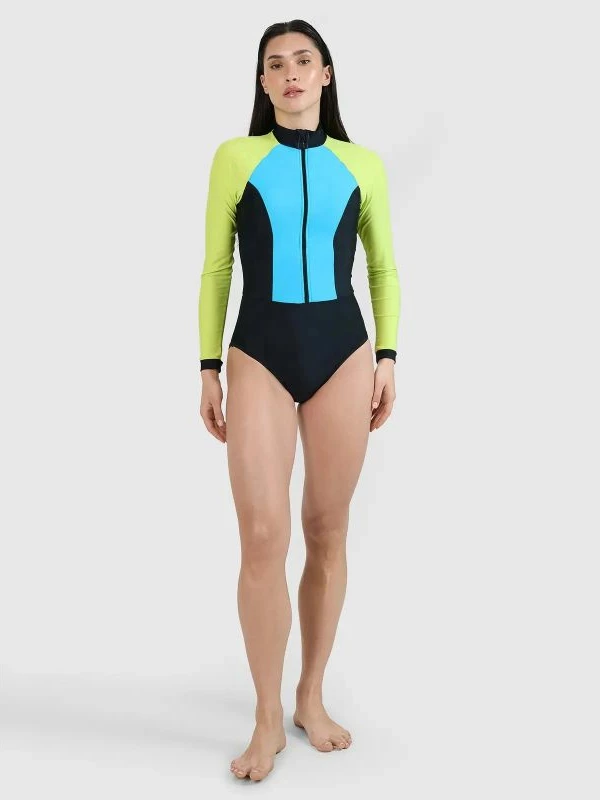 Kostum banje njëpjesësh për femra 4f, me mëngë të gjata