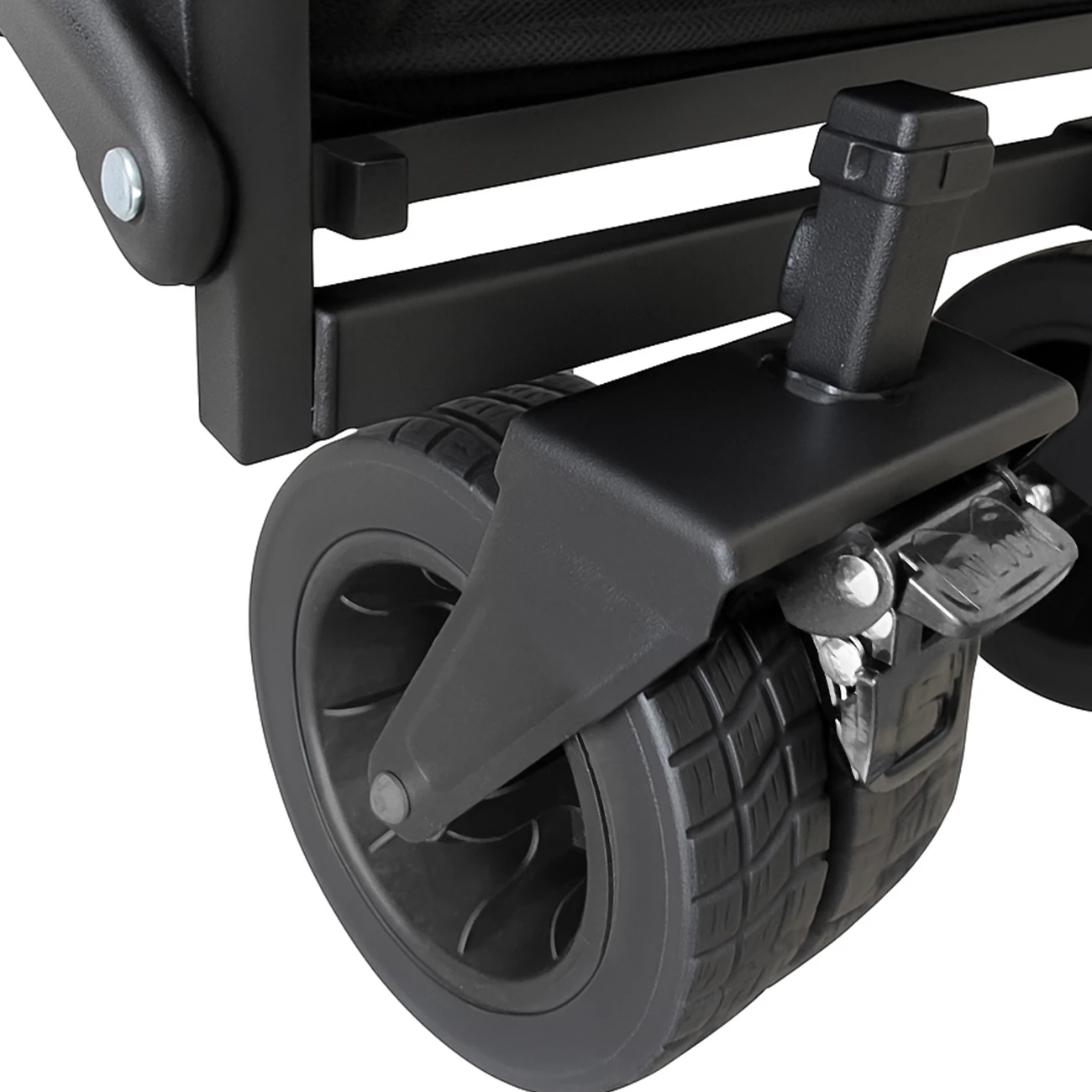 Karrocë transporti palosëse, Wozinsky WZP-100, kapacitet deri 100 kg, rrota të gjera terreni, pëlhurë Oxford 600x300D, me rrjetë sigurie, e zezë