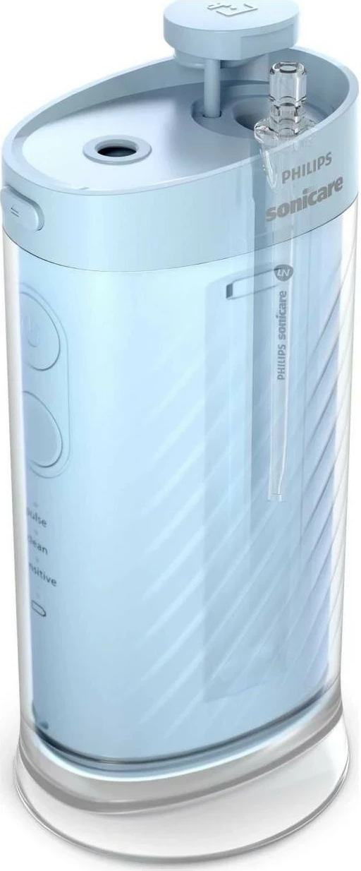 Irigator dhëmbësh Philips Sonicare Compact Flosser HX3333, 3 mënyra pastrimi, IPX7, aku, kaltër