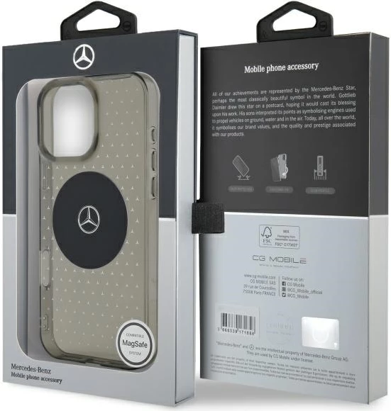 Mbështjellës Mercedes Star Pattern për iPhone 16 Pro, Zi