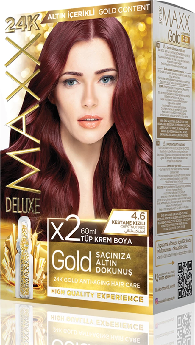 Ngjyrë për flokë MAXX GOLD SET 4.6 Chestnut Red, 50 ml