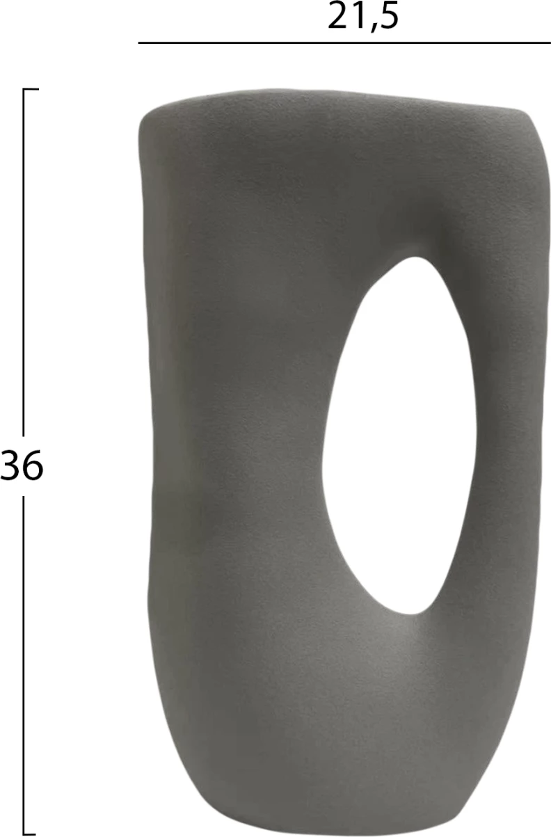 Dekor tavoline prej qeramike SEBOR FH4626.02, ngjyrë gri mat, 21.5x8.5x36 cm