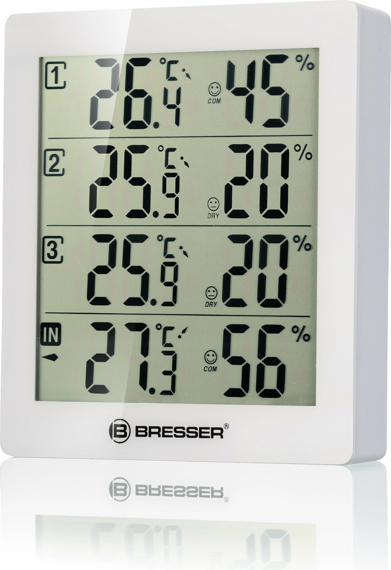 Termometër dhe higrometër Bresser Temeo Hygro Quadro i bardhë