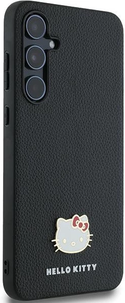 Mbështjellës Hello Kitty Metal Logo Kitty Head për Samsung Galaxy A55, i zi