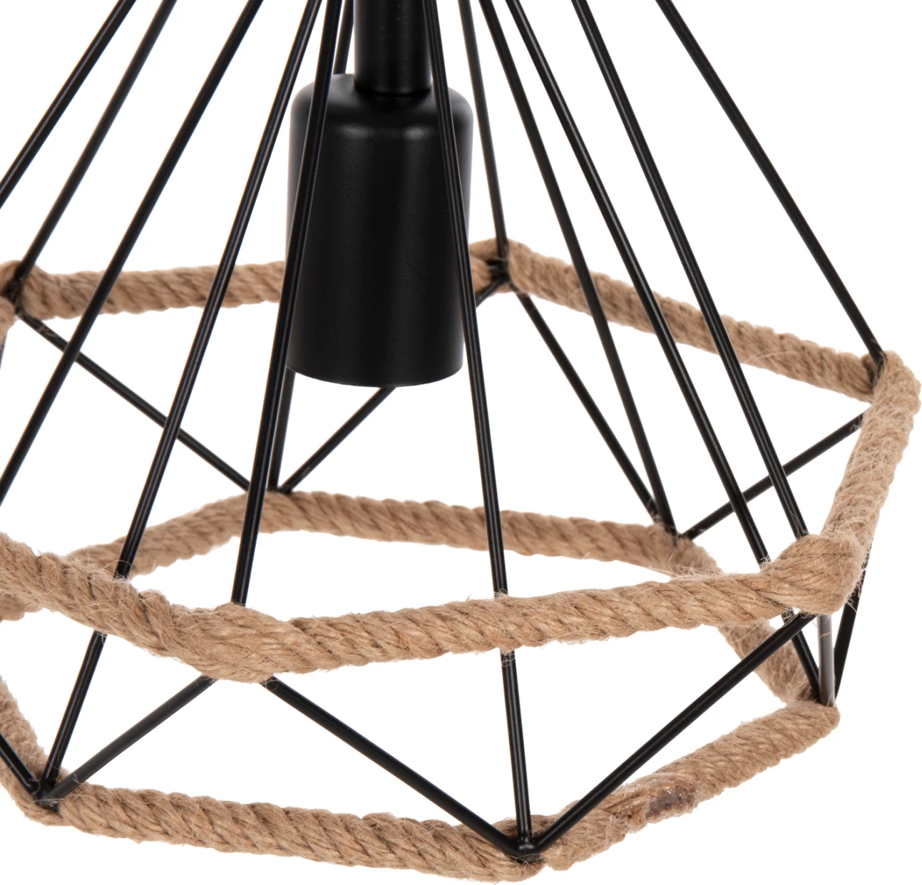 Llambë varëse tavani, FH4061, metal i zi me litar, 24,5x21,5x125Hcm