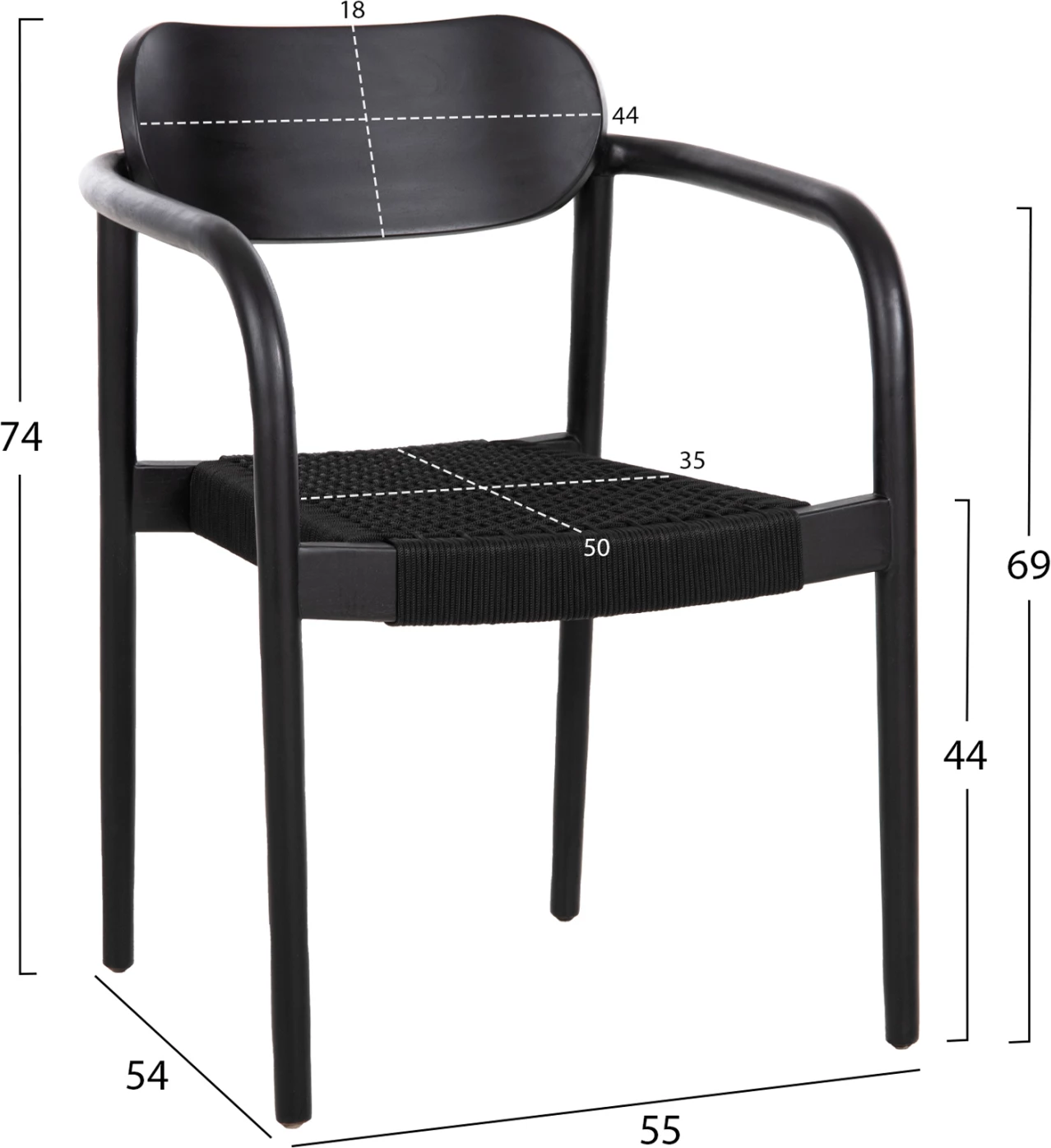 Karrige Oslo FH9636.12 dru tik & litar në të zezë 55x54x80Hcm