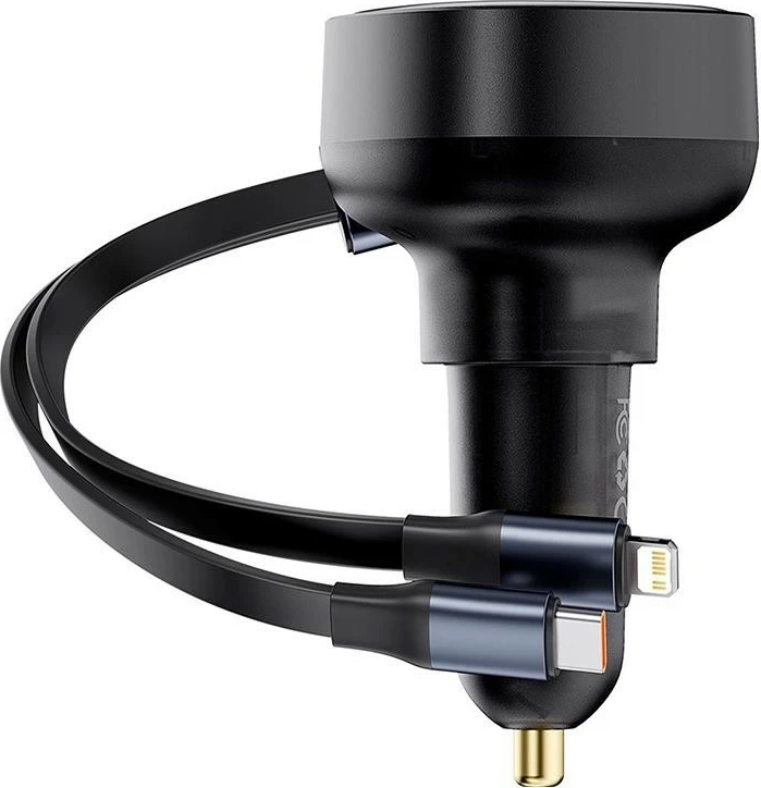 Karikues veture Baseus Enjoyment USB-C, 60W, me kabllo USB-C dhe Lightning, i zi