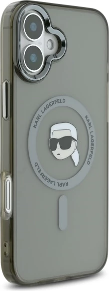 Mbështjellës Karl Lagerfeld IML Metal Karl Head MagSafe për iPhone 16 Plus, Zi