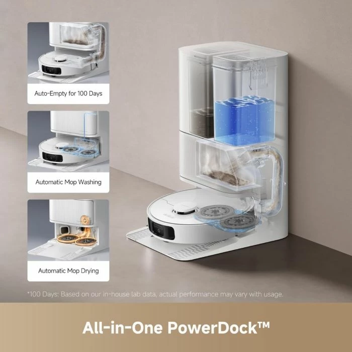 Fshesë robotike me mop DREAME D20 Ultra, 13000 Pa, PowerDock auto-empty, Wi‑Fi, e bardhë