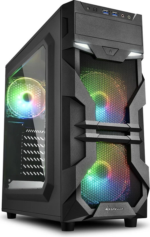 Kasë Sharkoon VG7-W RGB, midi tower, ATX, dritare akrilike, RGB, e zezë
