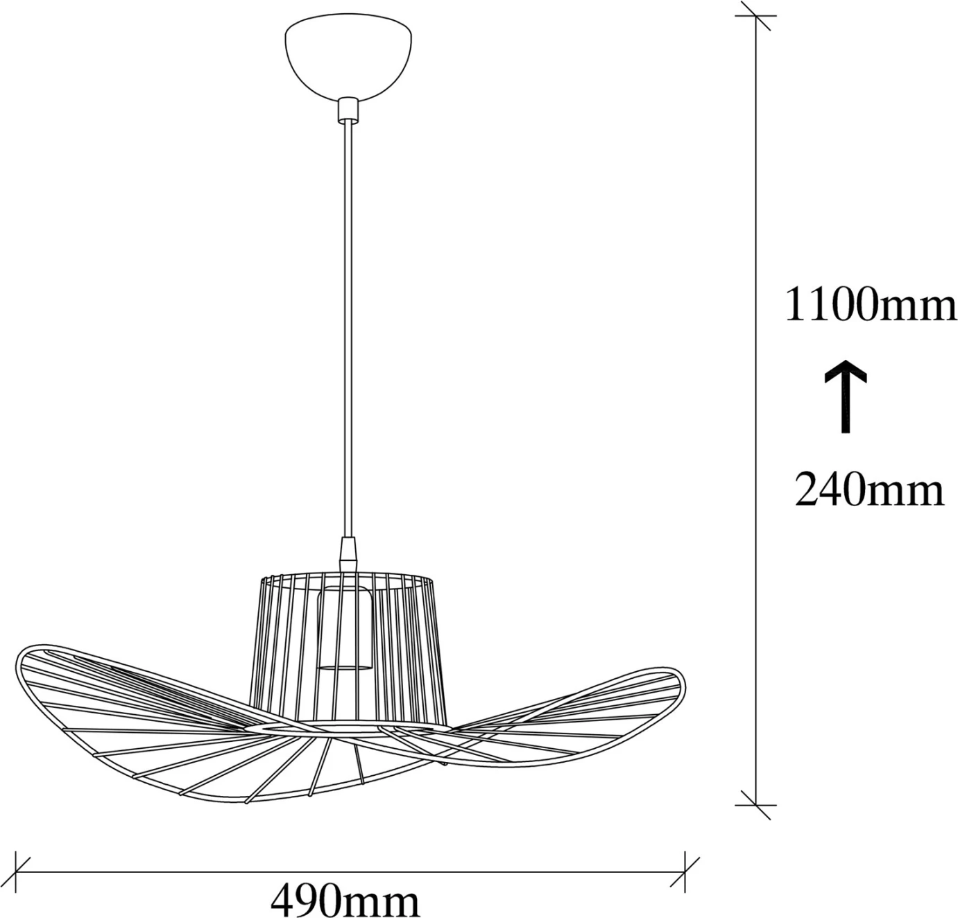 Llambë varëse metalike, ngjyrë e zezë, FH7236, 49x110 cm