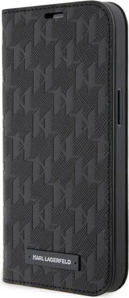 Mbështjellës Karl Lagerfeld Saffiano Monogram për iPhone 14 Pro 6.1", i zi, me kapak