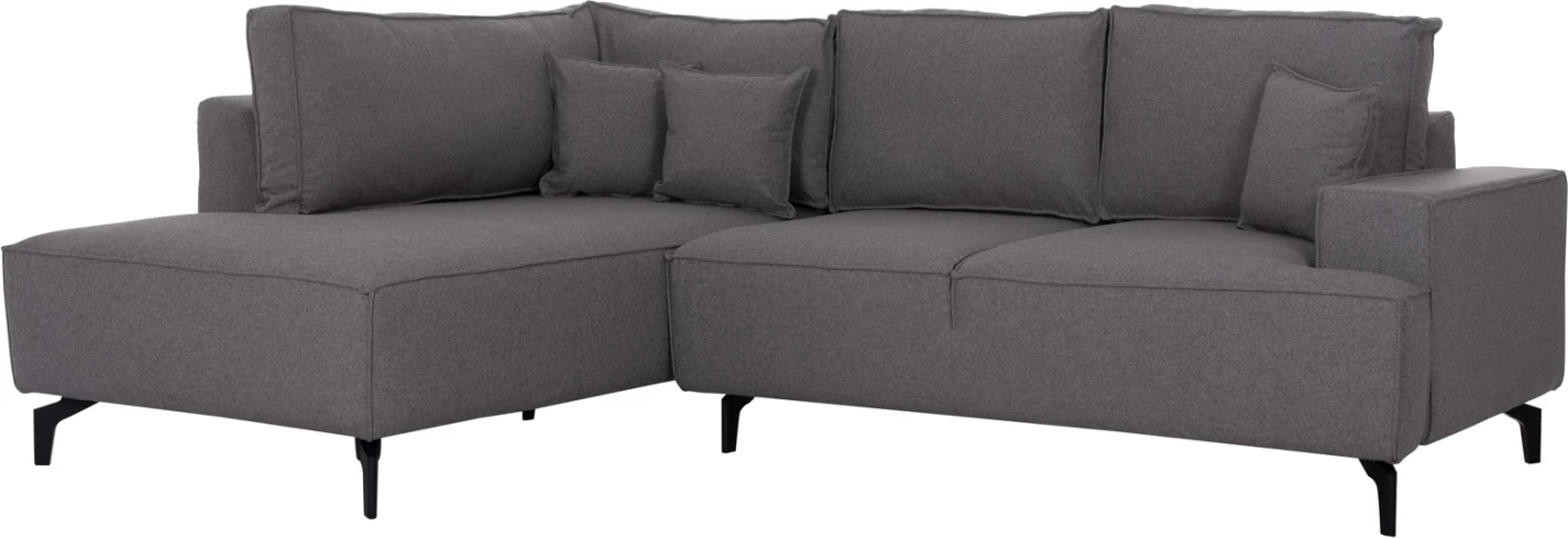 Kënd-sofë me hapësirë për depo, SAFFIRA FH3303.01L, material gri, 270x195x100cm