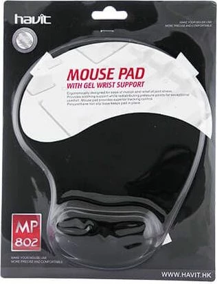 Mauspad HAVIT MP802 me mbështetëse dore, xhel, 190x170mm, i zi