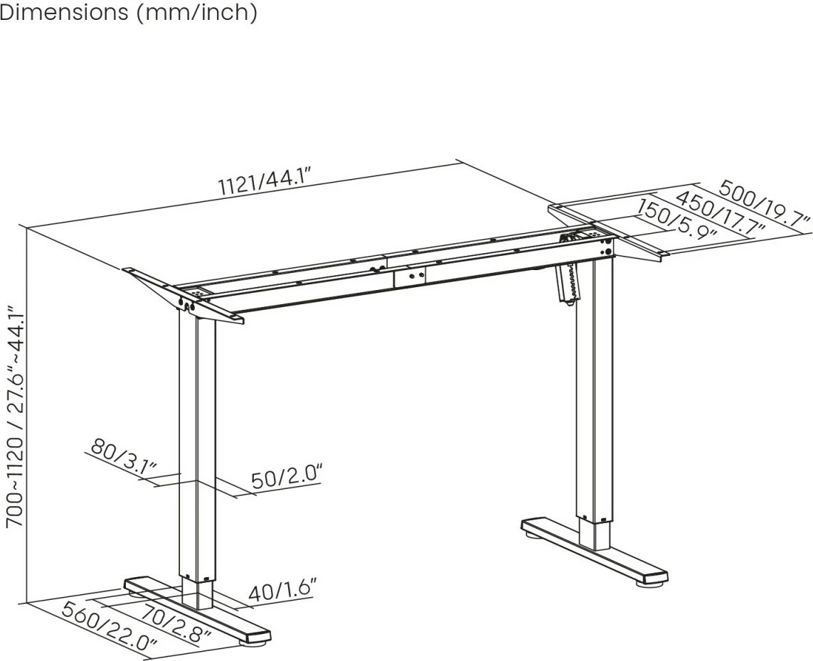 Tavolinë elektrike Ergo Office ER-400B, e rregullueshme, e zezë