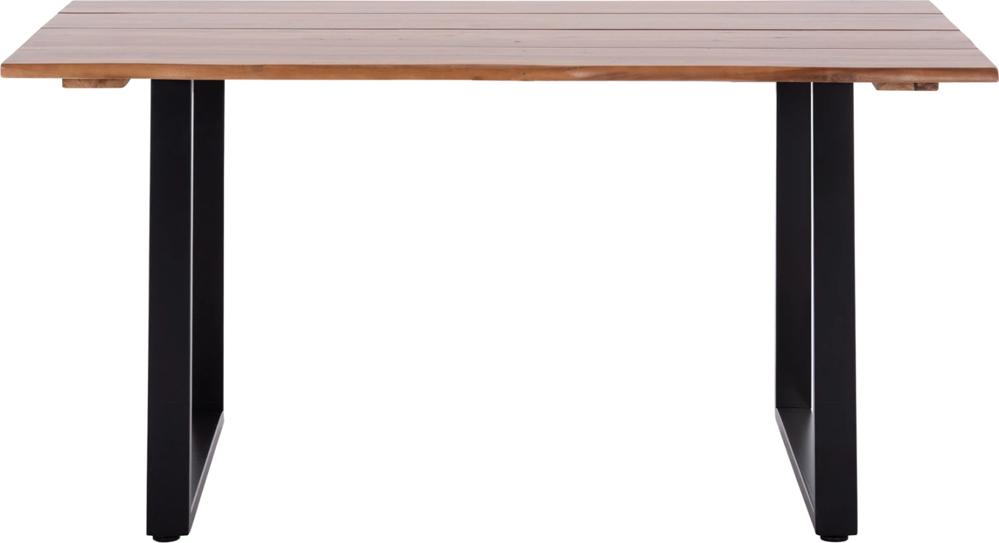 Tavolinë ngrënieje për jashtë, dru akacie, këmbë metalike, 160x80x76cm