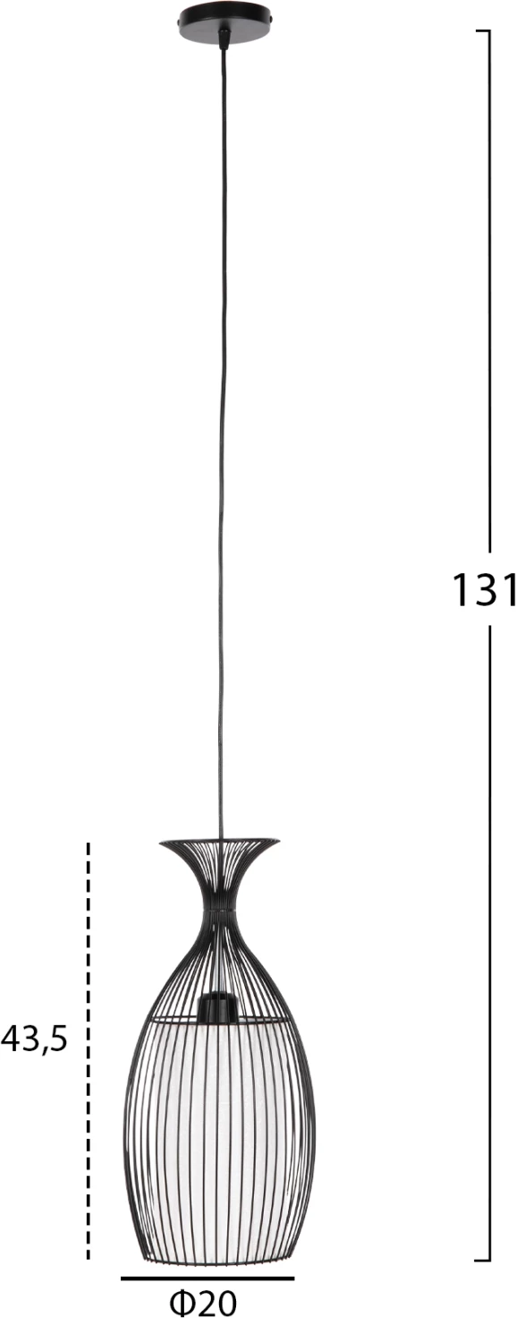 Llambë varëse tavani, metal i zi, FH4186, 20x20x131H cm