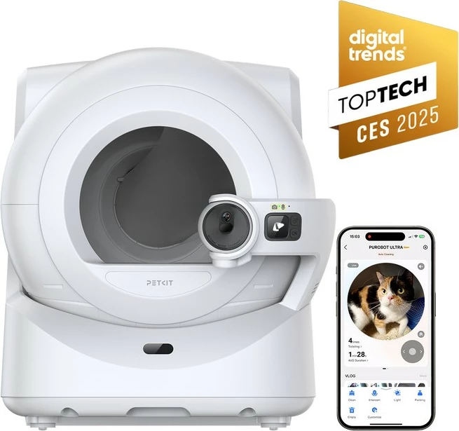 Tualet automatik mace Petkit Purobot Max, vetëpastrues, kontroll me aplikacion, i bardhë