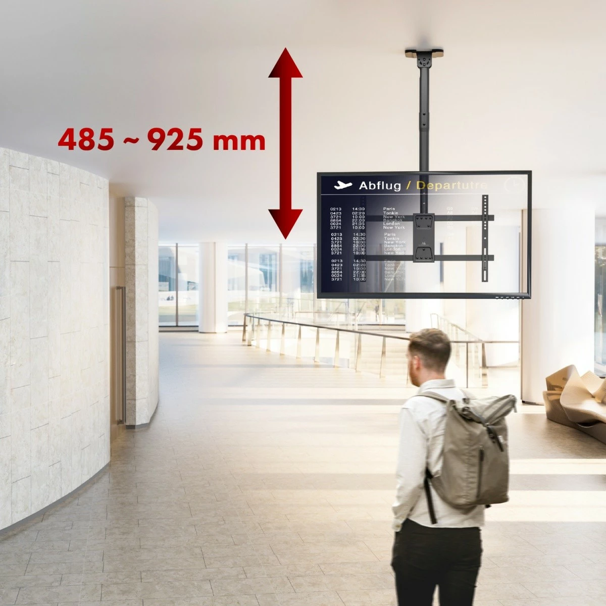 Mbajtës tavani për TV Maclean MC-112B, deri 60kg, VESA 600x400, i zi