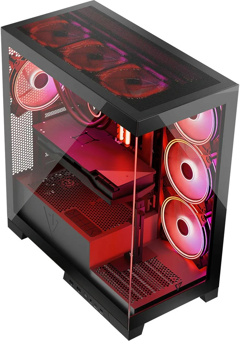 Kasë MODECOM Volcano Space ARGB, Midi Tower, xham i temperuar, e zezë