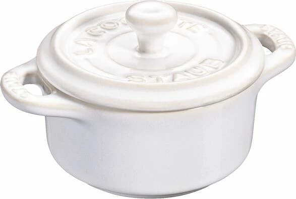 Mini Cocotte STAUB, 10 cm, e rrumbullakët, e bardhë fildishi, qeramike