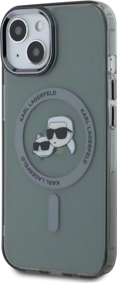 Mbështjellës Karl Lagerfeld KLHMP15SHLSKCK për iPhone 15 6.1", i fortë, MagSafe, i zi