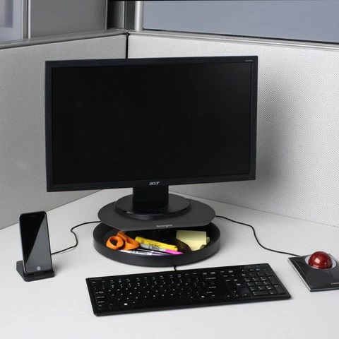 mbajtës rrotullues për monitor Kensington SmartFit Spin2 K52787WW, Ø30 cm, lartësi e rregullueshme 5.1-8 cm, ngarkesë max 18 kg, i zi