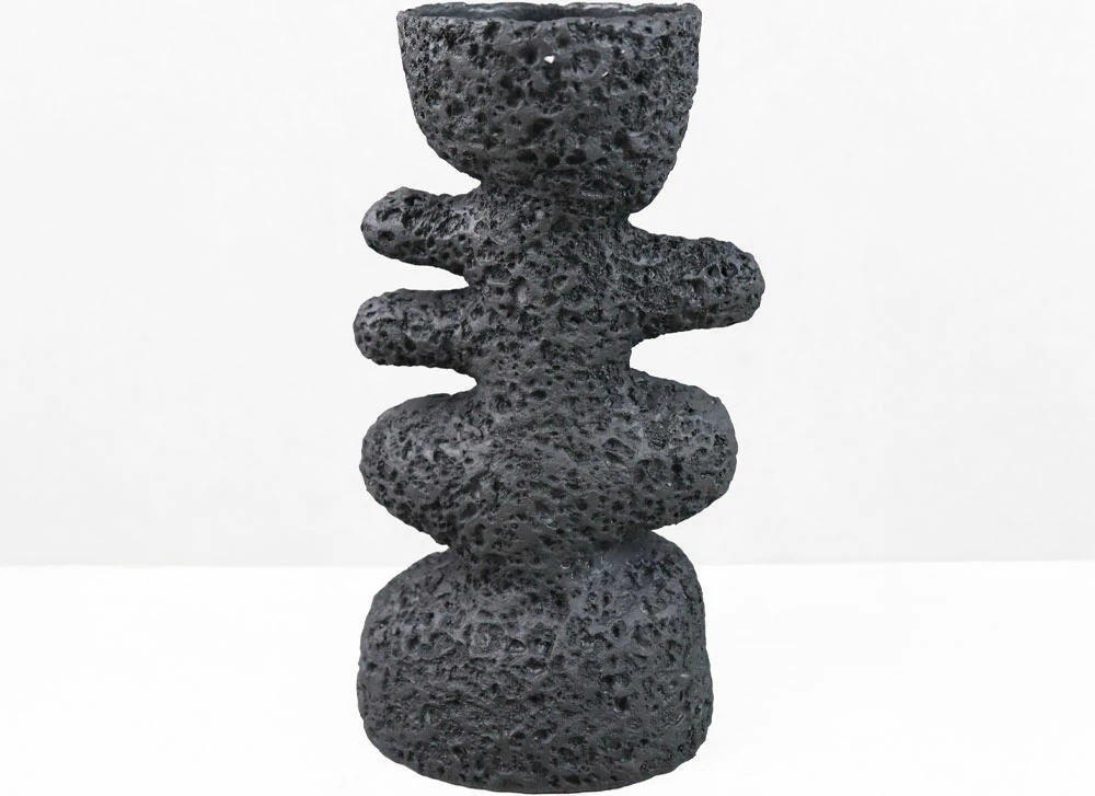 Mbajtëse qirinjsh LUSTRE II, dekor, rrëshirë, e zezë, 14.5x9.5x25cm