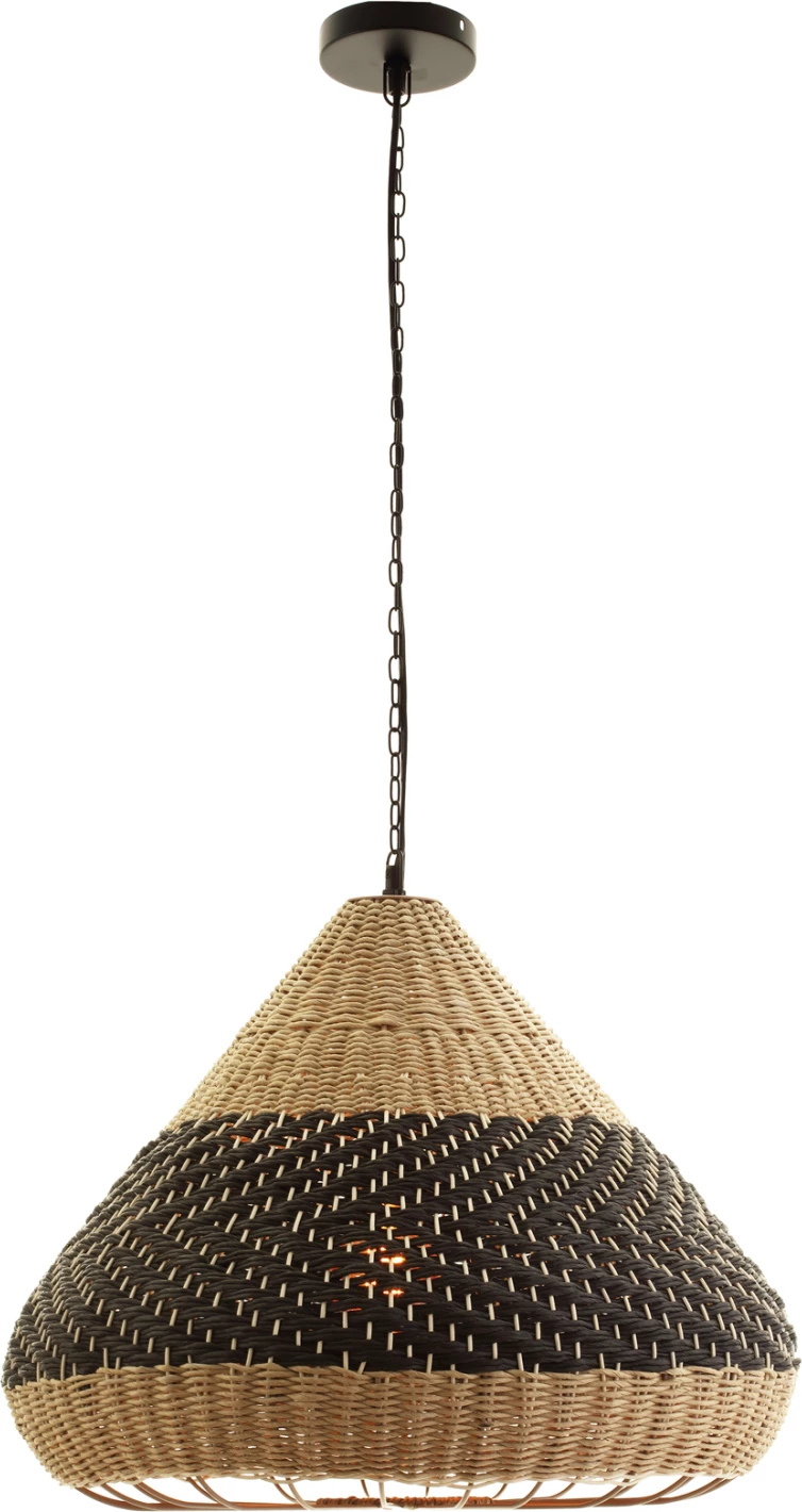 Llambë varëse tavani, rattan natyral dhe litar letre, ngjyrë natyrale dhe e zezë, FH4354, Φ54x42-145Hcm