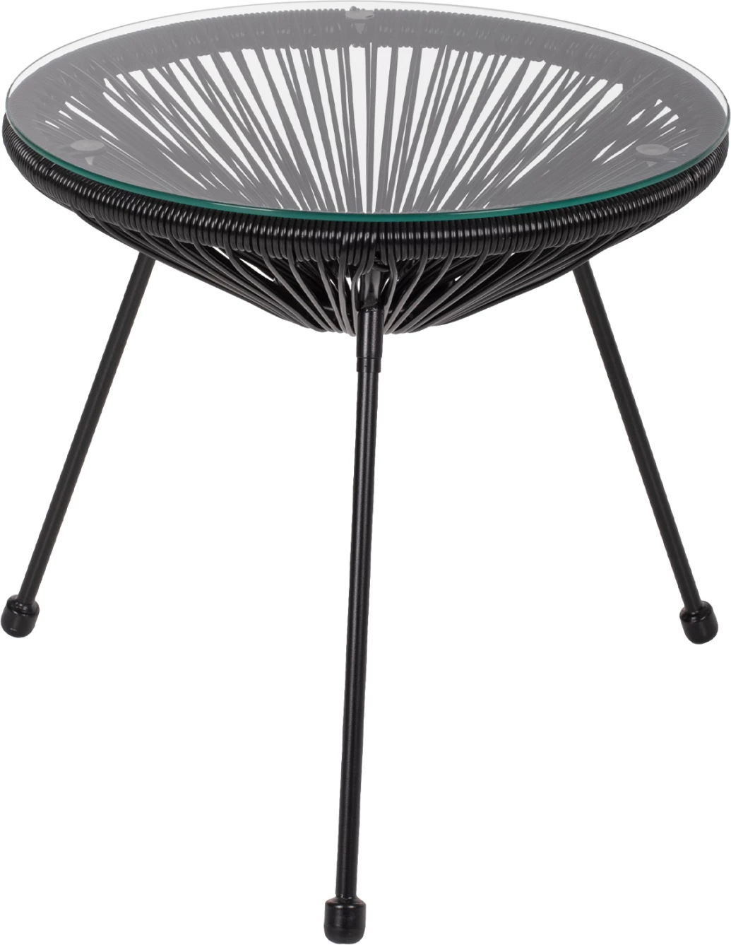 Tavolinë anësore profesionale Allegra, metal i zi dhe ratan i zi, FH5874.01, D47x45Hcm