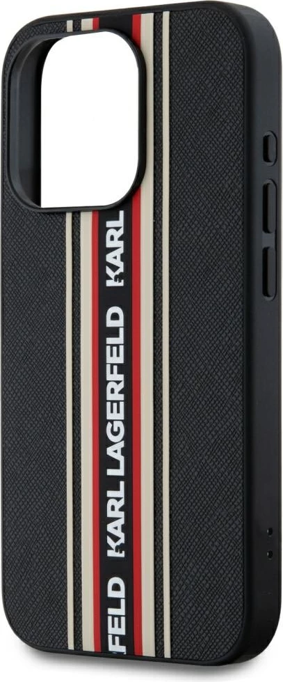 Mbështjellës Karl Lagerfeld Saffiano Athleisure Stripes Cord për iPhone 15 Pro, Kuq