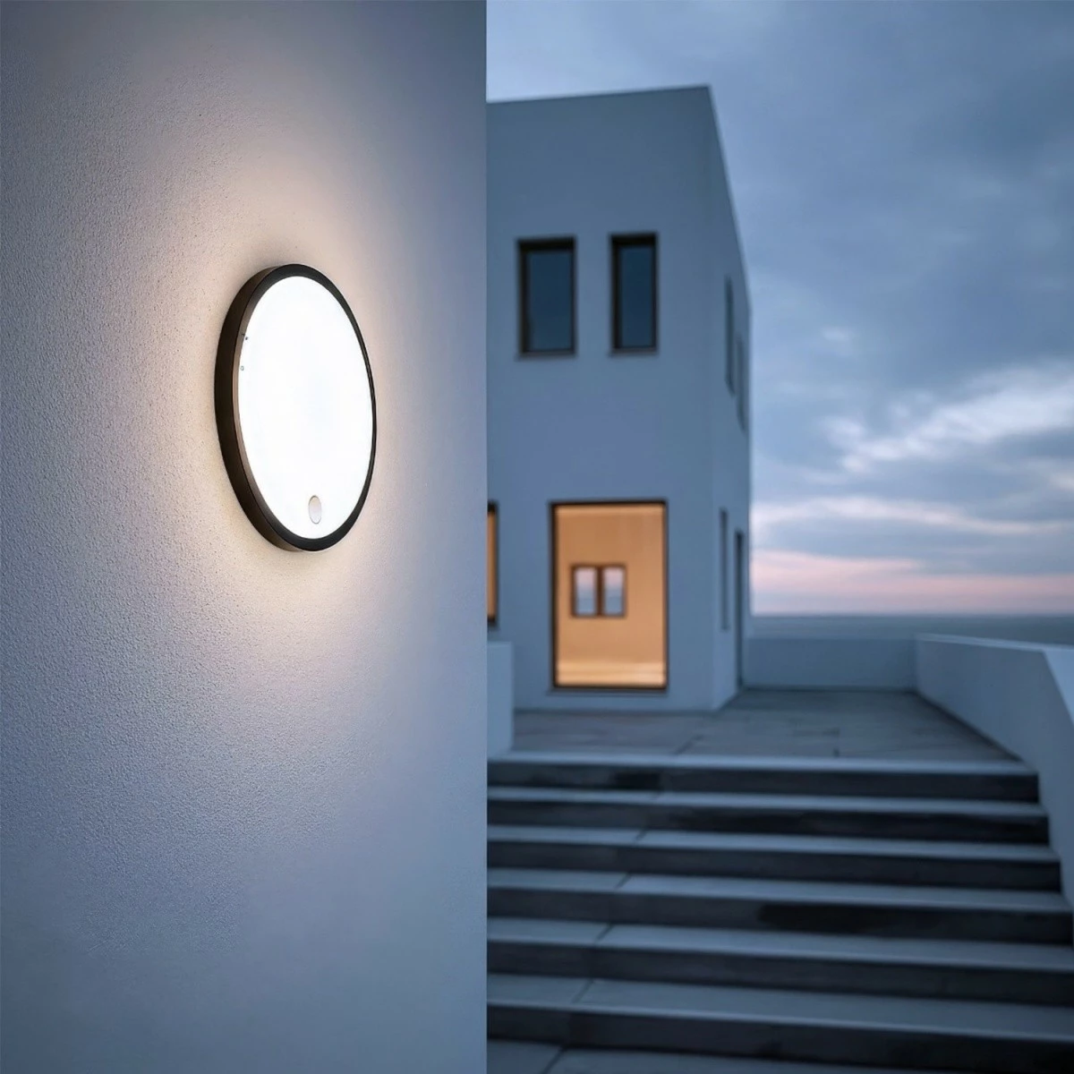 Lambë LED, Maclean MCE525 B, me sensor PIR, IP65, 10W 1000lm, 4000K e bardhë neutrale