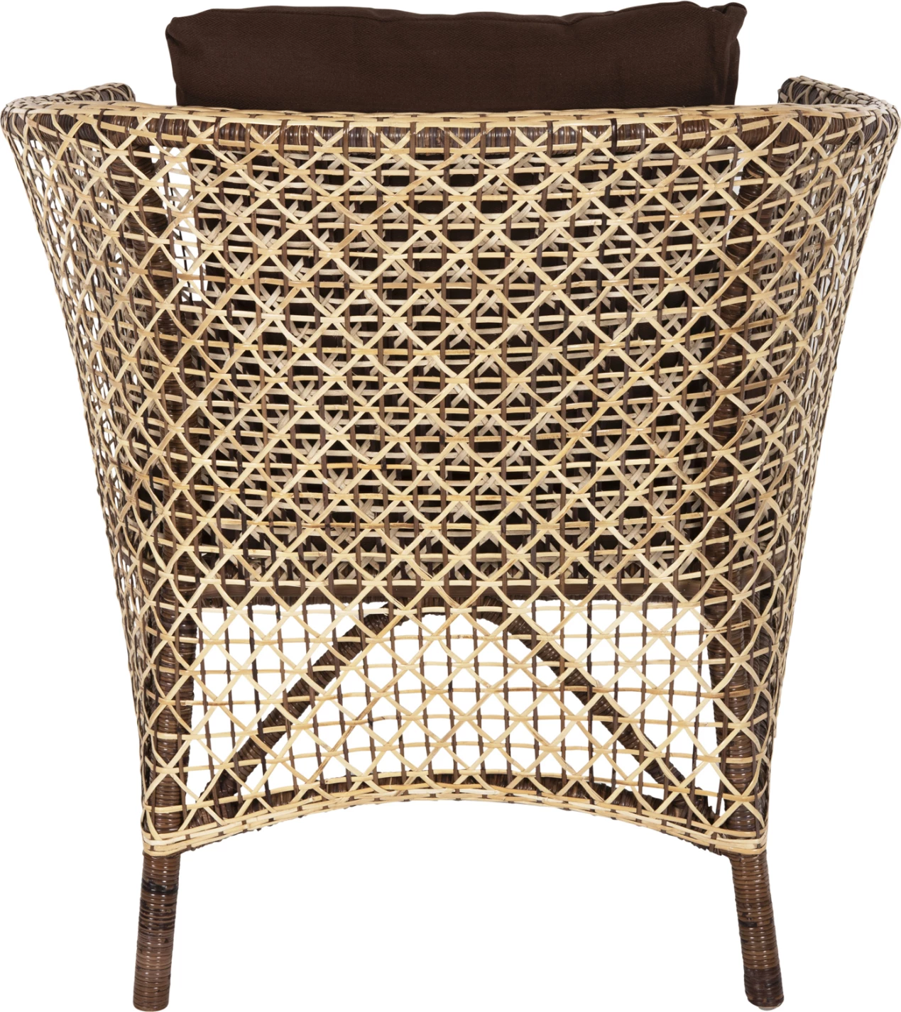 Karrige për jashtë, rattan natyral, jastëk kafe, 82x76x85H cm.