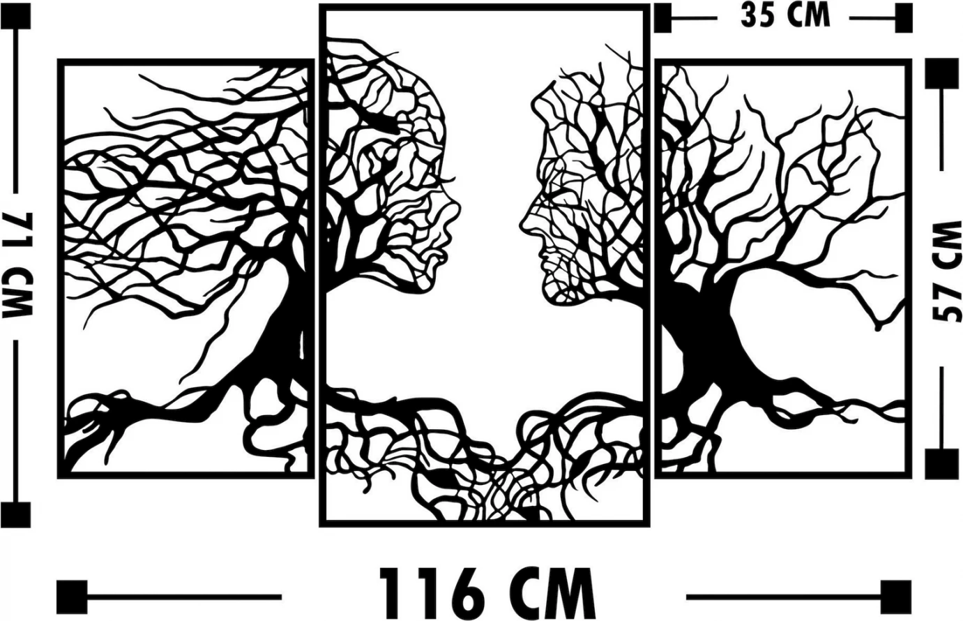 Dekor muri 100% metalik, pemë e zezë me fytyra njerëzore, 116x71, FH7211