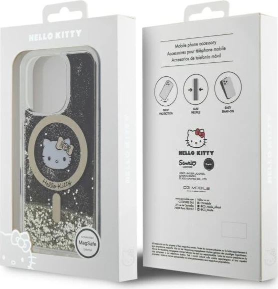 Mbështjellës Hello Kitty Liquid Glitter Fever MagSafe për iPhone 16 Pro Max, Ari