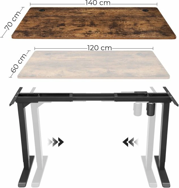 kornizë tavoline elektrike sit/stand SONGMICS LSD010B01V1, rregullim lartësie 71-112 cm, gjatësi 115-147 cm, ngarkesë 100 kg, e zezë